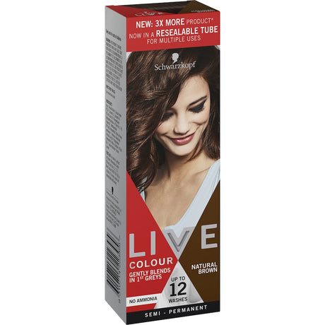 Vibrant, ammonia-free hair dye in Natural Brown for glossy, long-lasting color that nourishes and enhances all hair types.