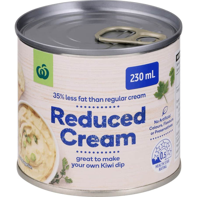 Woolworths Reduced Cream, a versatile reduced-fat cream for cooking and baking, enriched with high-quality ingredients.