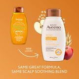 Aveeno Apple Cider Vinegar Shampoo for dull and oily hair, hydrating scalp, enhancing shine, and promoting healthy hair vitality.