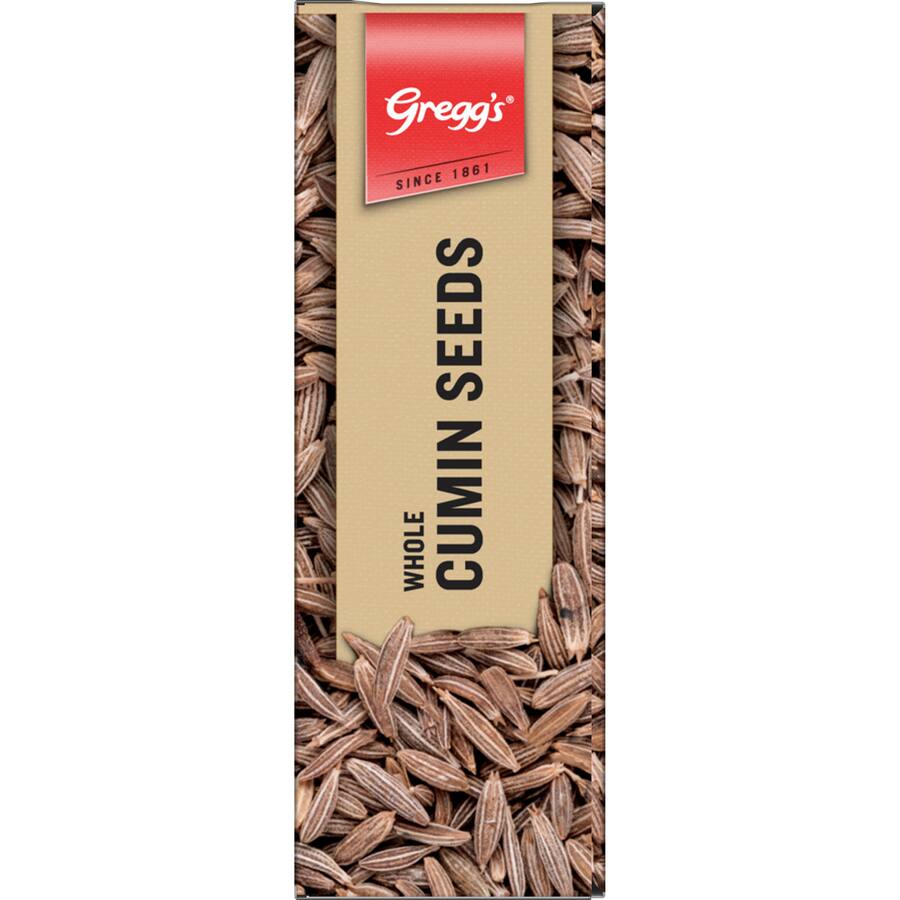 Whole cumin seeds from Greggs, perfect for enhancing flavors in South American, Middle Eastern, and Indian dishes.