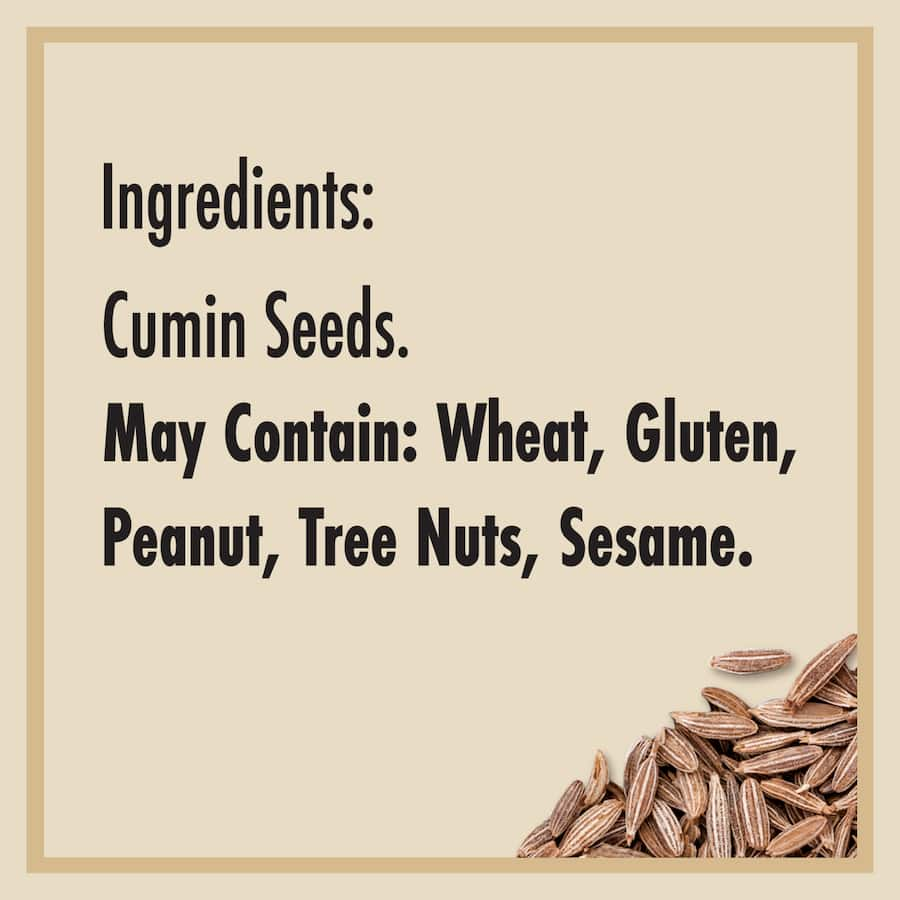 Whole cumin seeds from Greggs, known for their strong earthy flavor, perfect for enhancing curries, soups, and grilled dishes.