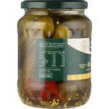 Delmaine Dill Gherkins Kosher: crispy, garlic-infused gherkins perfect for burgers, sandwiches, or standalone snacking.