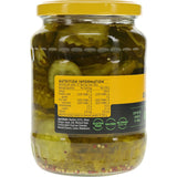 Crunchy Golden Sun Gherkins Short & Sweet, crinkle-cut and bursting with tangy flavor, perfect for burgers and sandwiches.