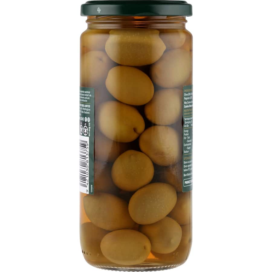 Large, plump Halkidiki olives from Greece, ideal for snacking, antipasto platters, or roasting with herbs and garlic.