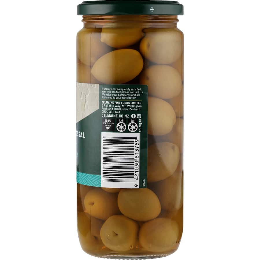 Large plump Halkidiki olives from Greece, ideal for snacking, salads, and antipasto platters.