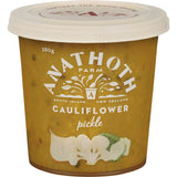 Tangy Anathoth Farm Cauliflower Pickle with aromatic spices, perfect for enhancing meals, snacks, and gourmet gifts.