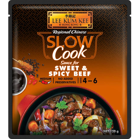 Lee Kum Kee Sweet & Spicy Beef Recipe Base, a flavorful sauce for tender slow-cooked beef and versatile culinary creations.