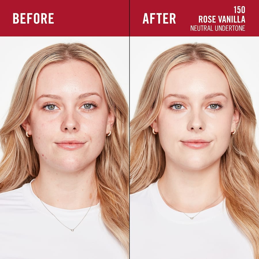 Rimmel Foundation 35hr Lasting Finish in Rose Vanilla offers full coverage, hydration, and SPF20 protection for a flawless complexion.