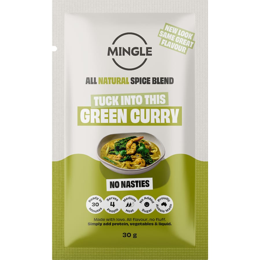 Mingle Recipe Base Green Curry: authentic Thai green curry paste made with natural ingredients for quick, flavorful meals.