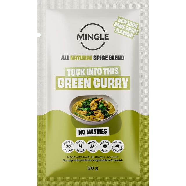 Mingle Recipe Base Green Curry: authentic Thai green curry paste made with natural ingredients for quick, flavorful meals.