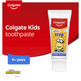 Colgate Kids Minions Toothpaste features mild mint gel, cavity protection, and fun Minions packaging for kids 6+.