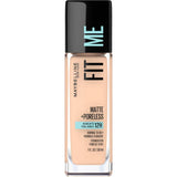 Maybelline Fit Me Liquid Foundation in 115 Ivory, offering a matte finish, pore blurring, and medium coverage for normal to oily skin.