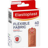 Elastoplast Plasters Flexible Fabric Strips: water-repellent, breathable, latex-free plasters for comfortable wound protection.