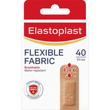 Elastoplast Plasters Flexible Fabric Strips provide water-repellent, breathable protection for minor wounds and cuts.