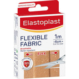 Elastoplast Flexible Fabric Plasters 1m, water-repellent, breathable, customizable, and latex-free for effective wound care.