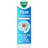 Vicks First Defence aids in cold prevention with a micro-gel that traps, inactivates, and removes viruses at onset.