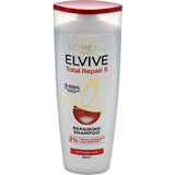 L'Oréal Paris Elvive Shampoo Total Repair 5, enriched with pro-keratin, restores damaged hair and repairs five key issues.