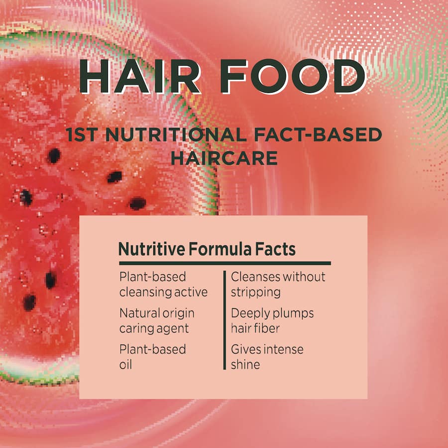 Garnier Fructis Watermelon Shampoo in a 350ml bottle, hydrating fine hair for up to 4X more plumpness with natural ingredients.