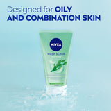 Nivea Facial Wash Scrub Purifying with Ocean Algae deeply cleanses and exfoliates for smooth, refreshed skin, ideal for oily types.