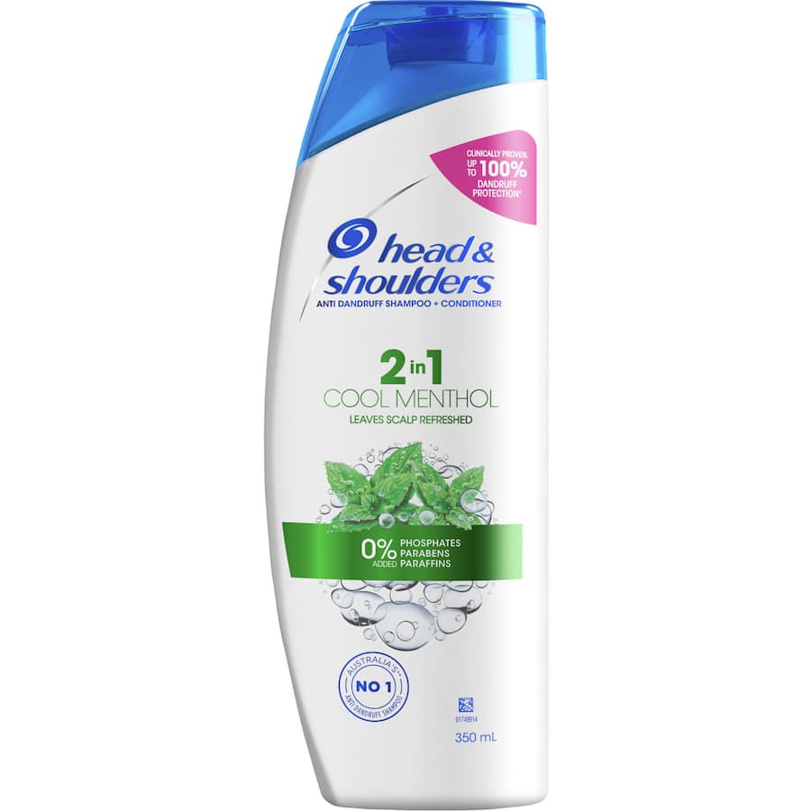 Head & Shoulders Cool Menthol 2-in-1 shampoo and conditioner for effective dandruff control and refreshing menthol sensation.