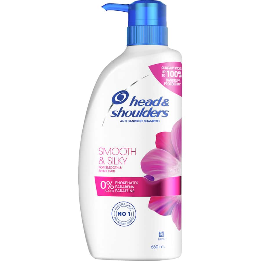 Head & Shoulders Anti Dandruff Shampoo, designed for smooth, shiny hair, offering 100% dandruff protection and nourishment.