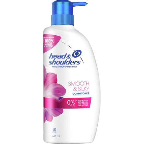 Head & Shoulders Smooth & Silky Conditioner for hydrated, silky hair while combating dandruff and promoting scalp health.