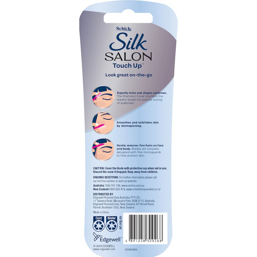 Compact razor for effortless touch-ups, featuring a moisturizing strip and precision trimmer for delicate areas.