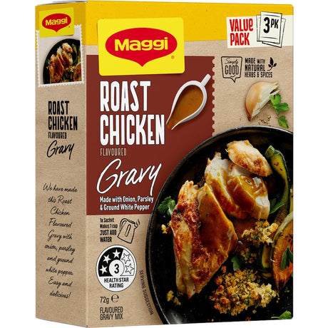 Maggi Instant Gravy Mix Roast Chicken 24g pack for quick and flavorful roast chicken gravy preparation.