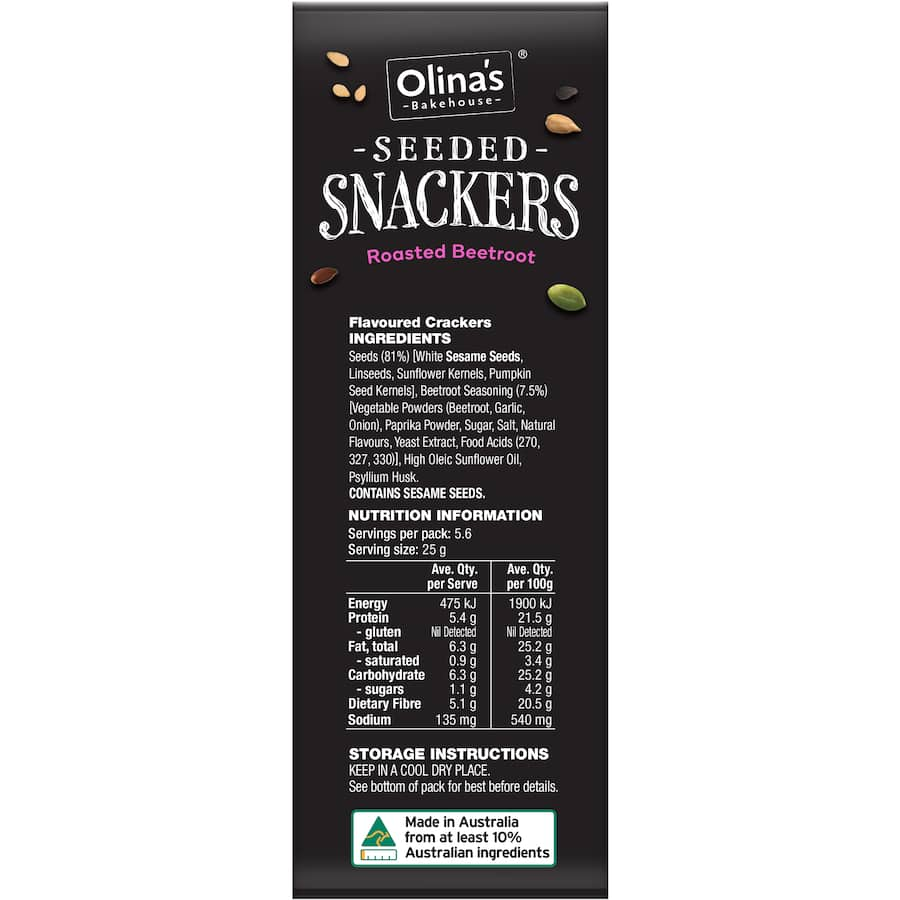 Olina's Bakehouse Seeded Crackers with Roasted Beetroot, light and crunchy, packed with flavor and nutrients for guilt-free snacking.