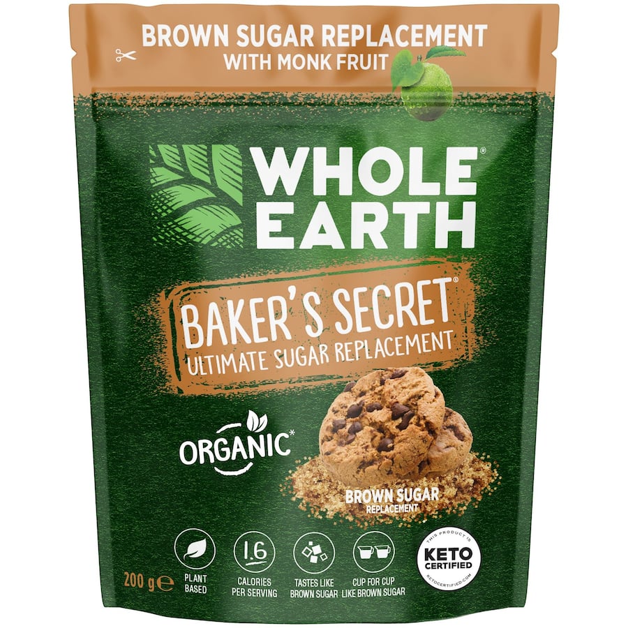 Whole Earth Brown Sugar Replacement: a natural, low-calorie sweetener for baking and beverages, vegan and gluten-free.