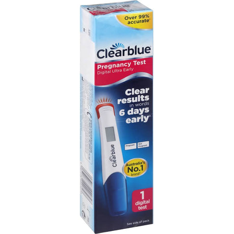 Clearblue Digital Early Pregnancy Test displaying 'Pregnant' or 'Not Pregnant' for reliable early detection at home.