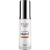 Olay Luminous Super Serum with Niacinamide and Vitamin C for radiant, even skin tone, reducing dark spots in 28 days.