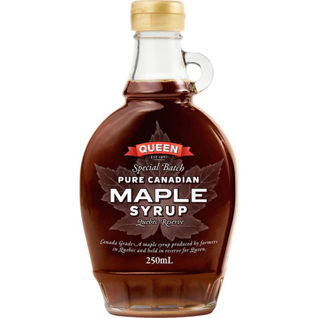 Genuine Canadian Queen Maple Syrup, 100% pure, perfect for pancakes, baking, and wholesome sweetening.