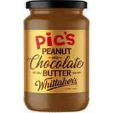 Creamy and crunchy peanut and chocolate butter blend, perfect for spreads, dips, or direct spoonfuls.