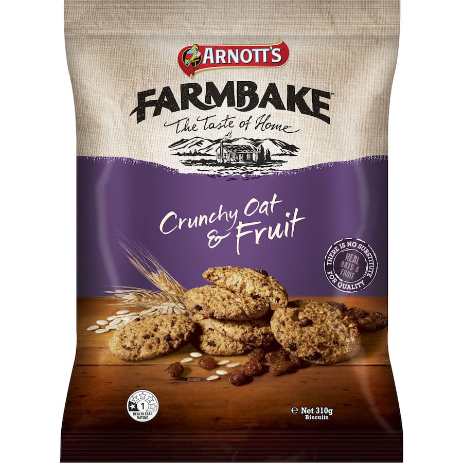 Crunchy Oat & Fruit cookies from Arnotts, packed with wholesome oats and sweet fruits for a tasty, healthy snack.