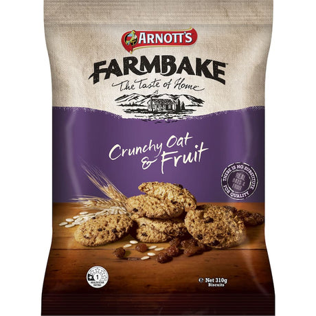 Crunchy Oat & Fruit cookies from Arnotts, packed with wholesome oats and sweet fruits for a tasty, healthy snack.