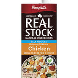 Campbell's Salt Reduced Chicken Stock Liquid for flavorful cooking, crafted with premium ingredients, gluten-free, low sodium.