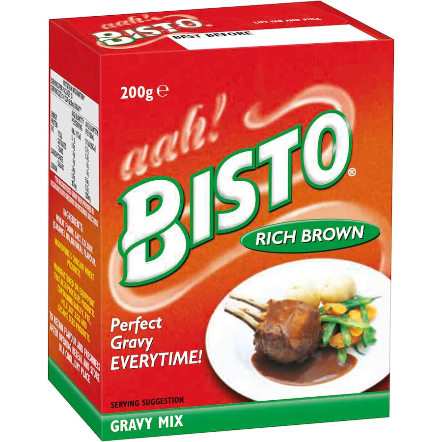 Bisto Gravy Mix Rich Brown enhances meats and dishes with rich flavor, perfect for quick stovetop or microwave preparation.