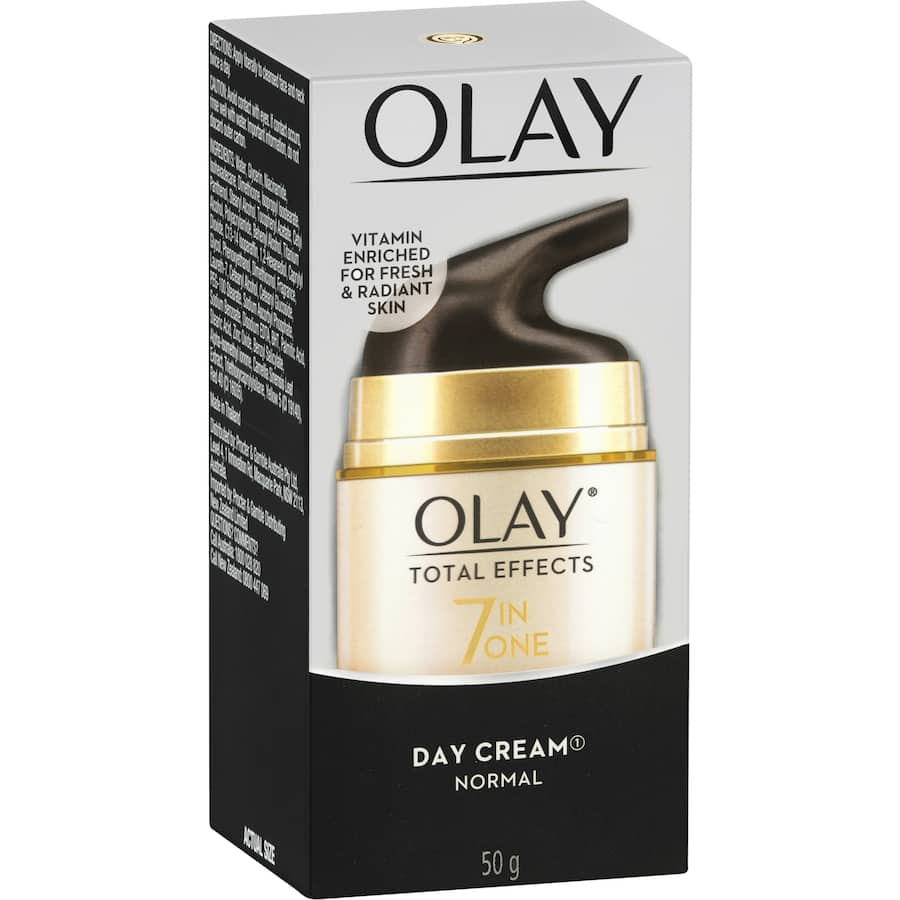 Olay Total Effects Face Cream for Normal Skin: revitalizing moisturizer with 7 anti-aging benefits for a radiant complexion.