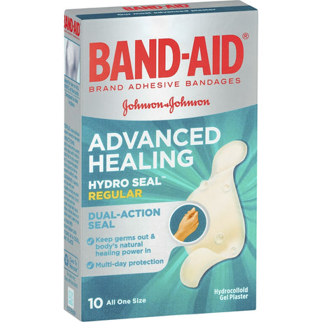 Band Aid Advanced Healing Plasters provide waterproof protection and promote faster healing of cuts and scrapes with hydro seal technology.