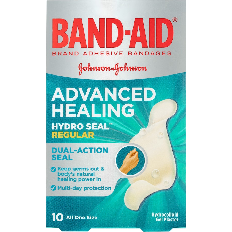 Band Aid Advanced Healing Regular plasters provide fast, comfortable wound care with waterproof, moisture-locking technology.