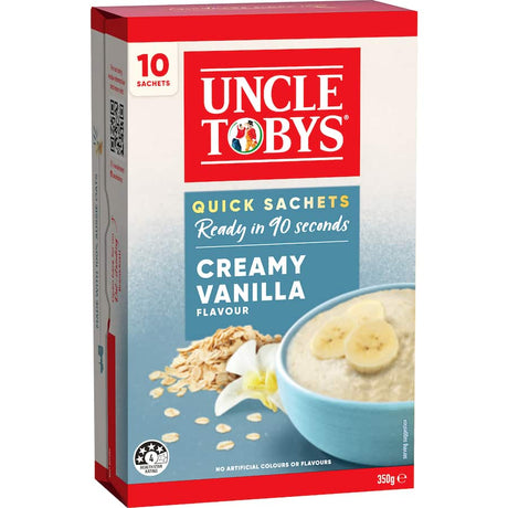 Creamy vanilla-flavored oats in quick sachets for a delicious, healthy breakfast ready in 90 seconds.