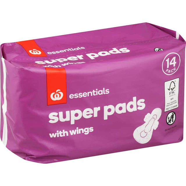 Super absorbent menstrual pads with wings, designed for comfort and maximum leak protection for active women.