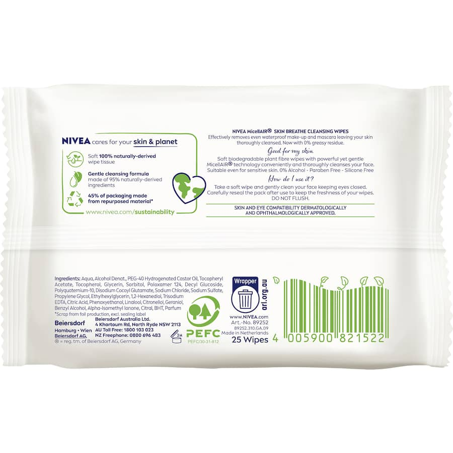 Nivea Facial Wipes Micellair Skin Breathe