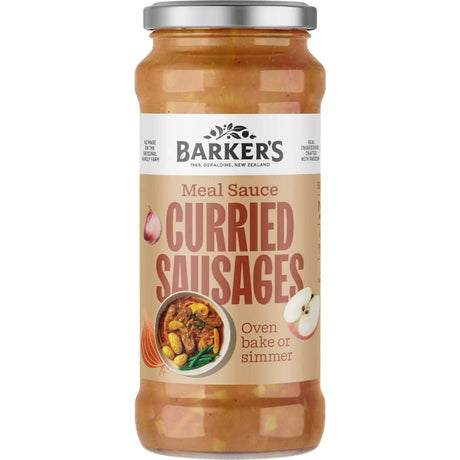 Barkers Curried Sausages Sauce: a premium, flavorful sauce for quick and delicious meals with authentic curry taste.