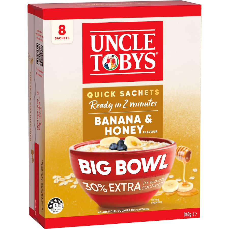 Uncle Tobys Big Bowl Oats Quick Banana & Honey