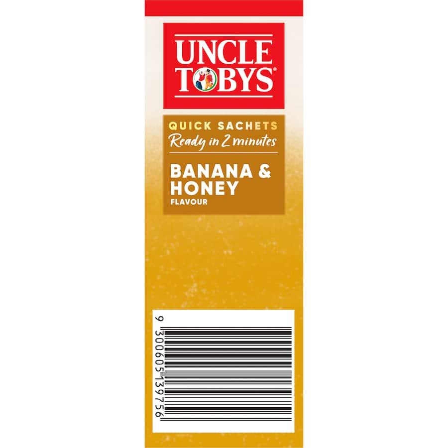 Uncle Tobys Big Bowl Oats Quick Banana & Honey, creamy porridge made from 100% Australian oats, ready in 2 minutes.