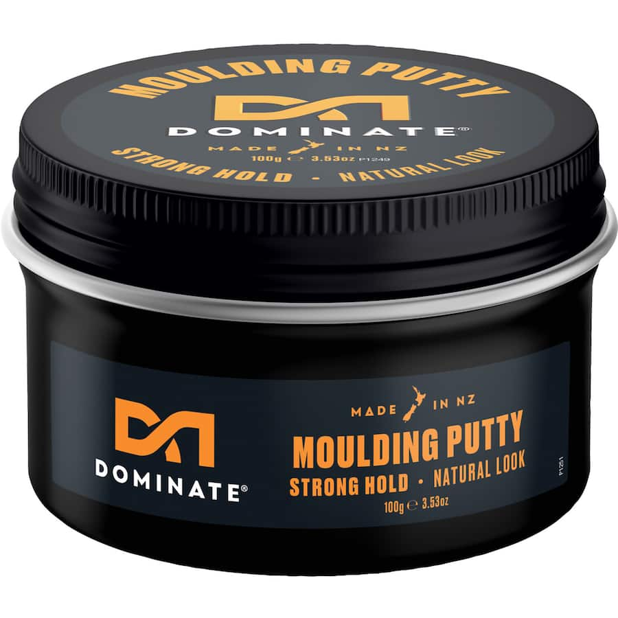 Dominate Hair Product Moulding Putty: Aloe vera-infused putty for strong, flexible hold and medium-shine finish for short to medium hair.