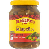 Sliced Old El Paso Mexican Jalapenos in a jar, perfect for adding spicy flavor to tacos, nachos, and more.