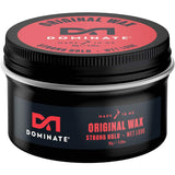 High-shine hair wax enriched with coconut and olive oils for long-lasting hold and healthy styling in short to medium hair.